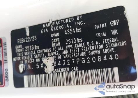 2023 Kia K5 Gt-Line из США, поврежденный, VIN 5XXG64J27PG208440